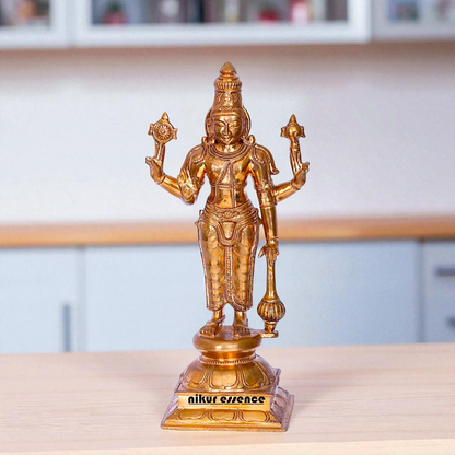 Vishnu Narayan Swami with Gada and Blessing Panchaloha idol - 13 Inches Nikuressence