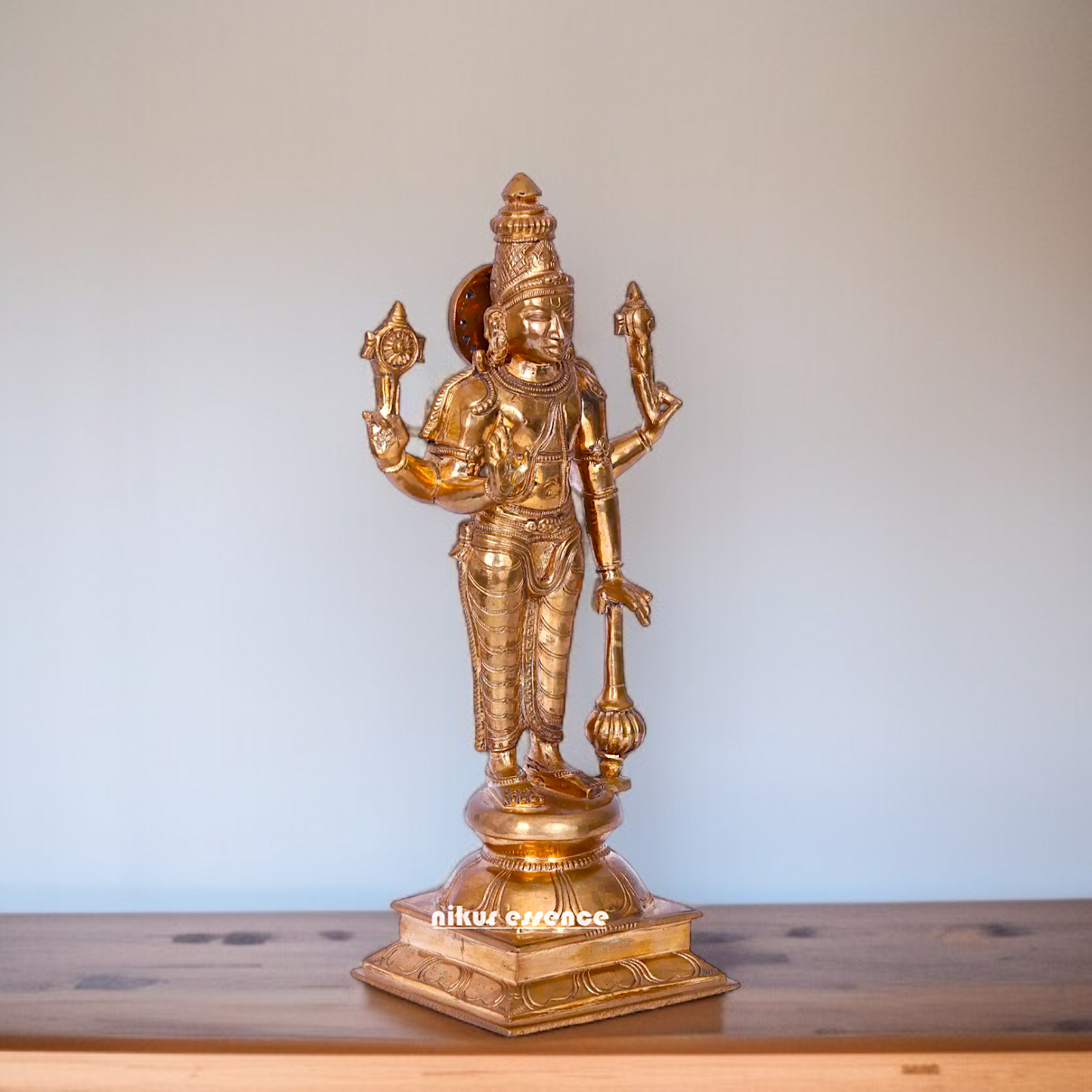 Vishnu Narayan Swami with Gada and Blessing Panchaloha idol - 13 Inches Nikuressence