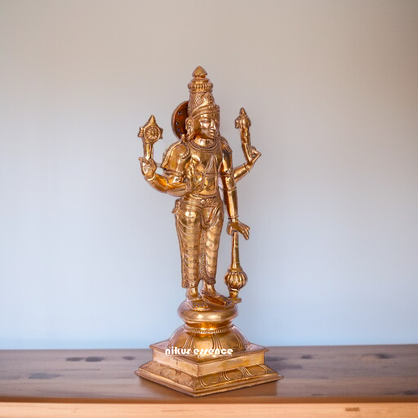 Vishnu Narayan Swami with Gada and Blessing Panchaloha idol - 13 Inches Nikuressence