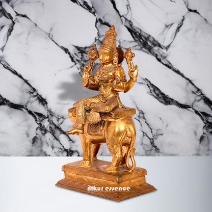 Goddess Devi Durga Maa seated on lion Panchaloha idol - 14 Inches Nikuressence