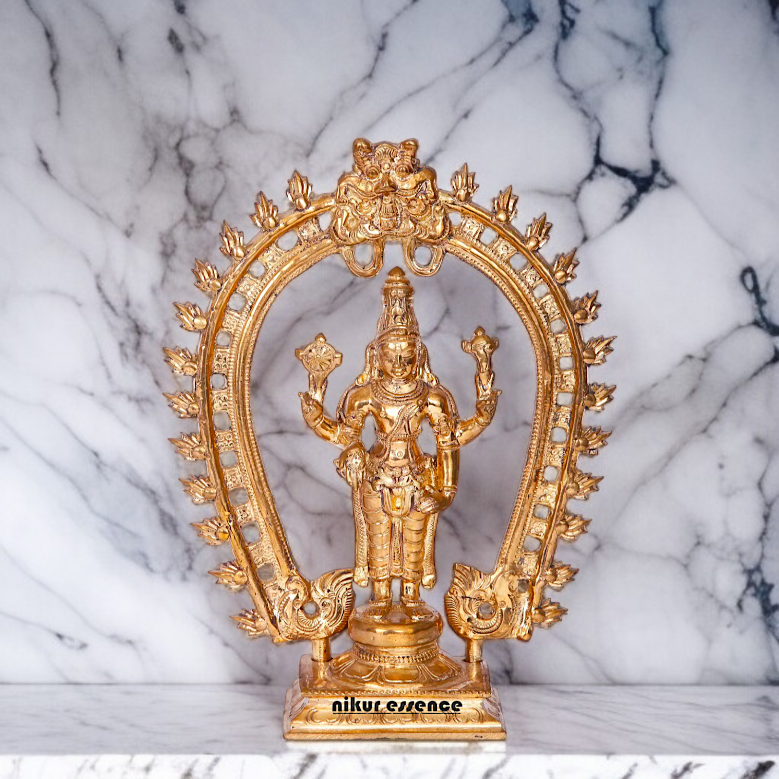 Panchaloha Vishnu Blessing with Four Armed standing idol - 9 Inches Nikuressence