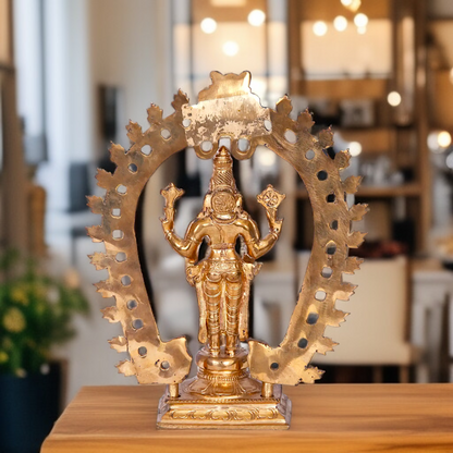 Panchaloha Vishnu Blessing with Four Armed standing idol - 9 Inches Nikuressence