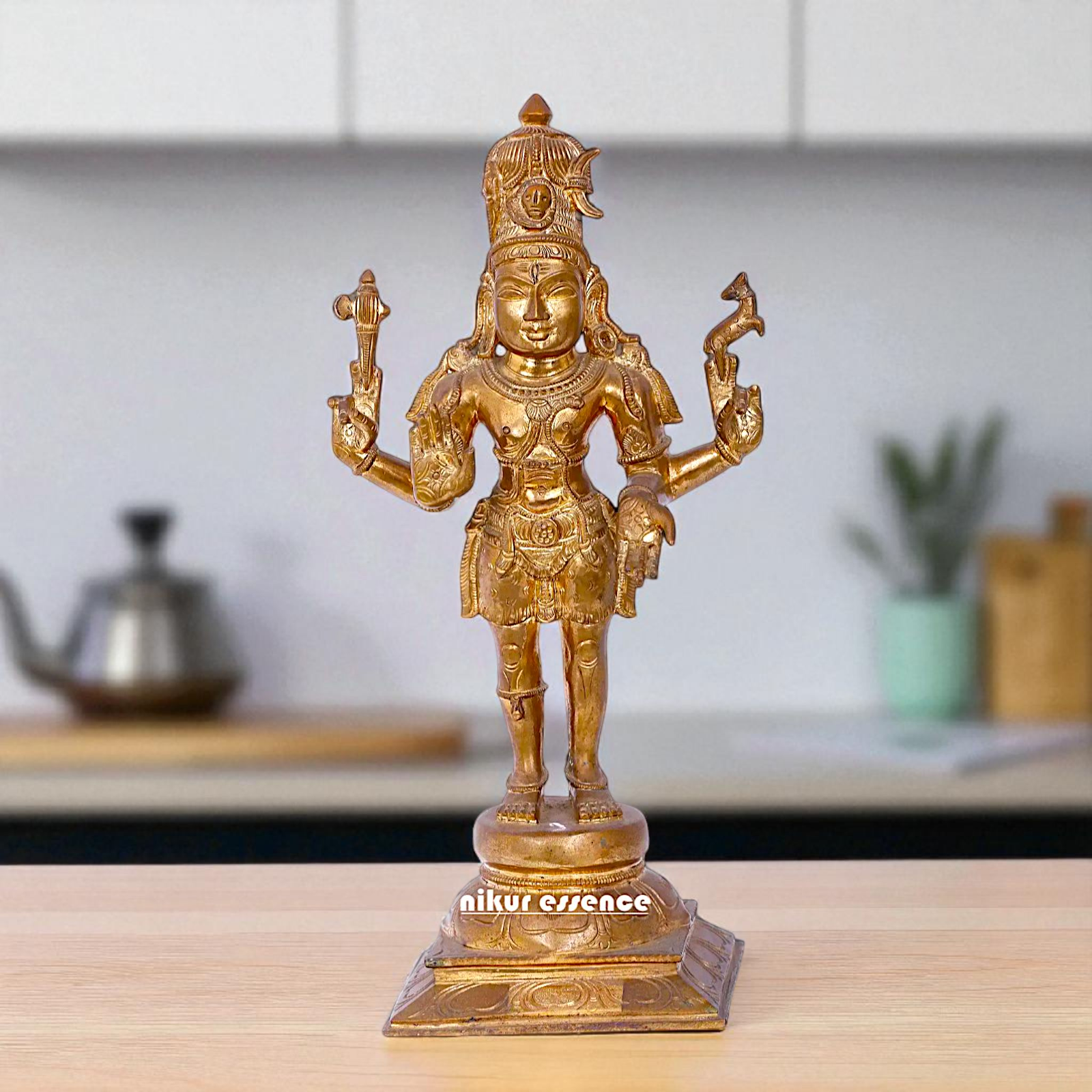 Panchaloha Pashupatinath Blessing with Four Armed standing idol - 16 Inches Nikuressence