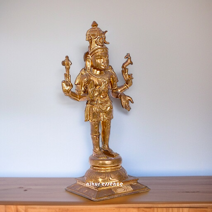 Panchaloha Pashupatinath Blessing with Four Armed standing idol - 16 Inches Nikuressence