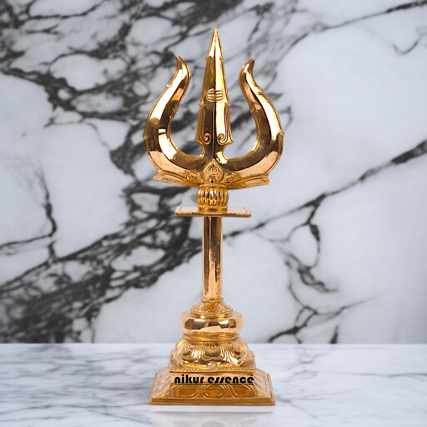 Panchaloha Shiva's Trishul trident with stand - 19 Inches Nikuressence