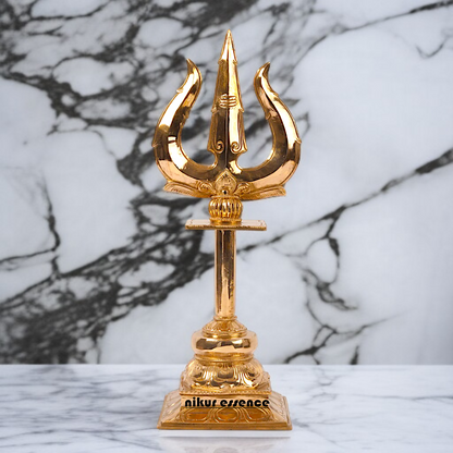 Panchaloha Shiva's Trishul trident with stand - 19 Inches Nikuressence
