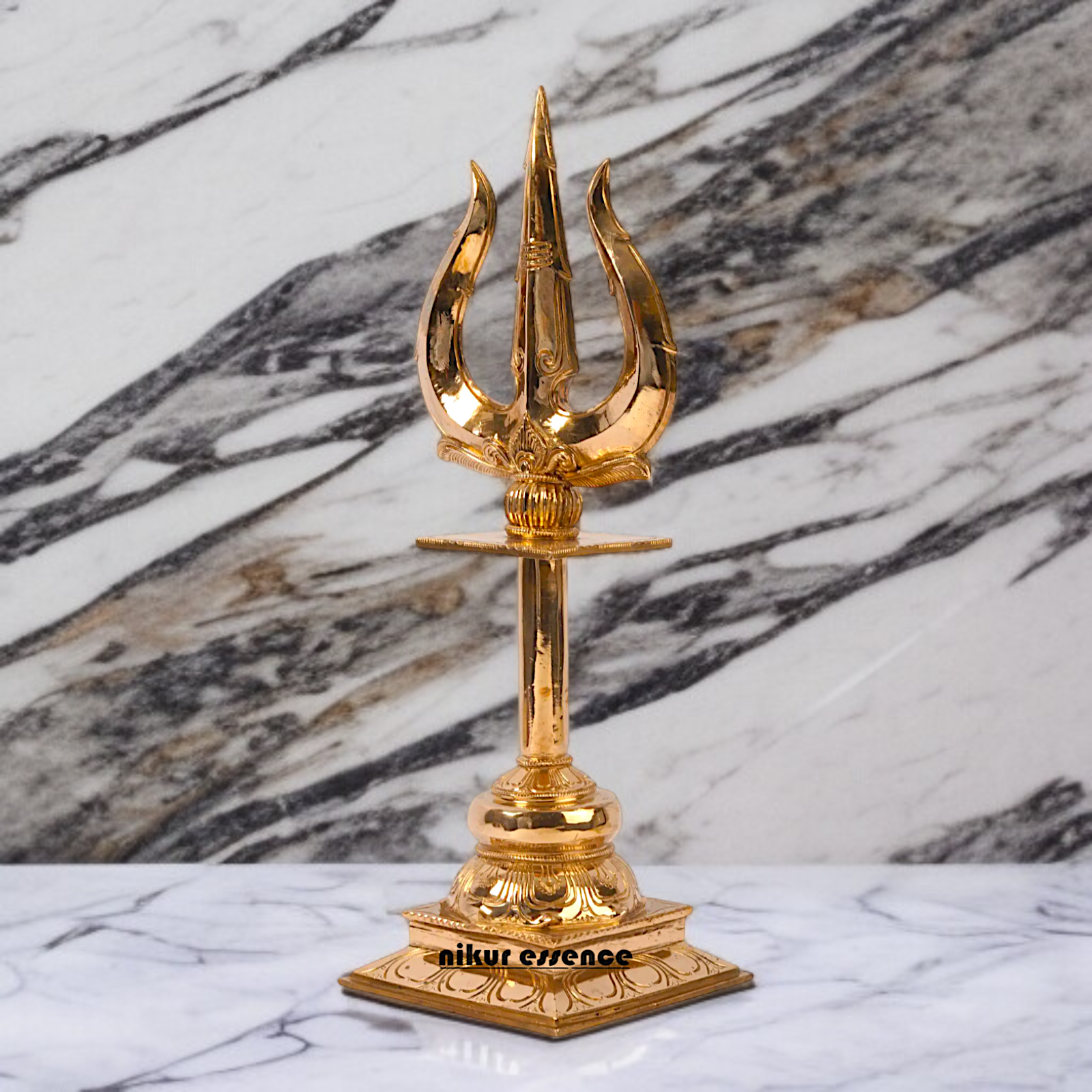 Panchaloha Shiva's Trishul trident with stand - 19 Inches Nikuressence