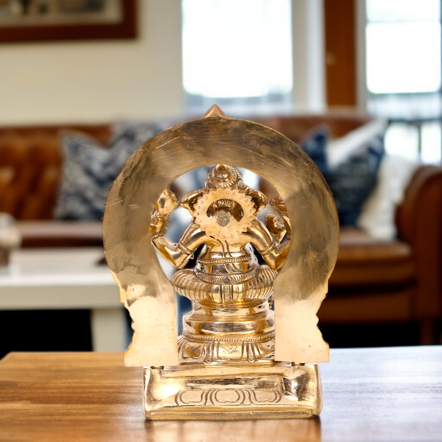 Panchaloha Ganesha Blessing seated on throne idol - 6 Inches Nikuressence