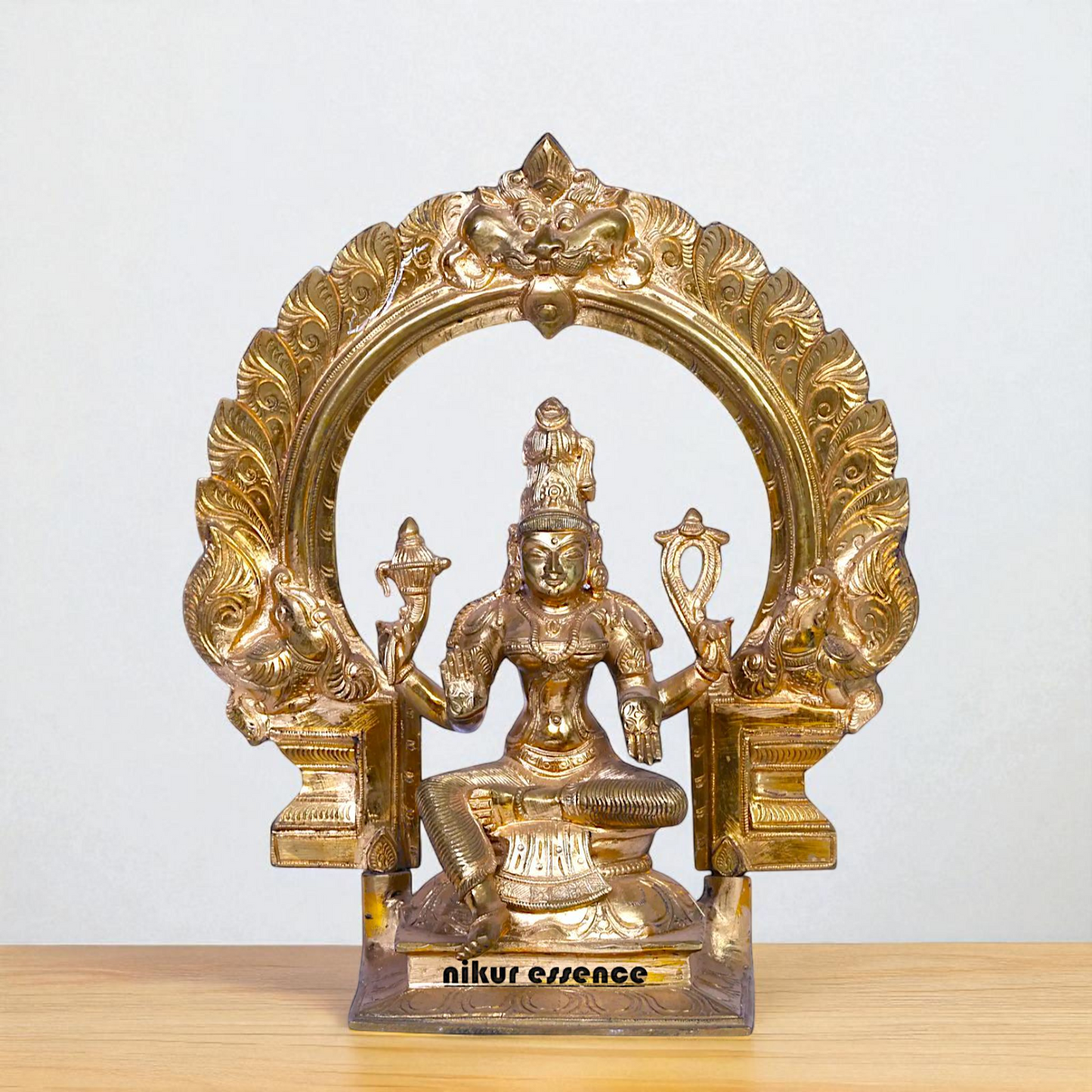 Panchaloha Bhuvaneshvari Devi on throne idol - 12 Inches Nikuressence