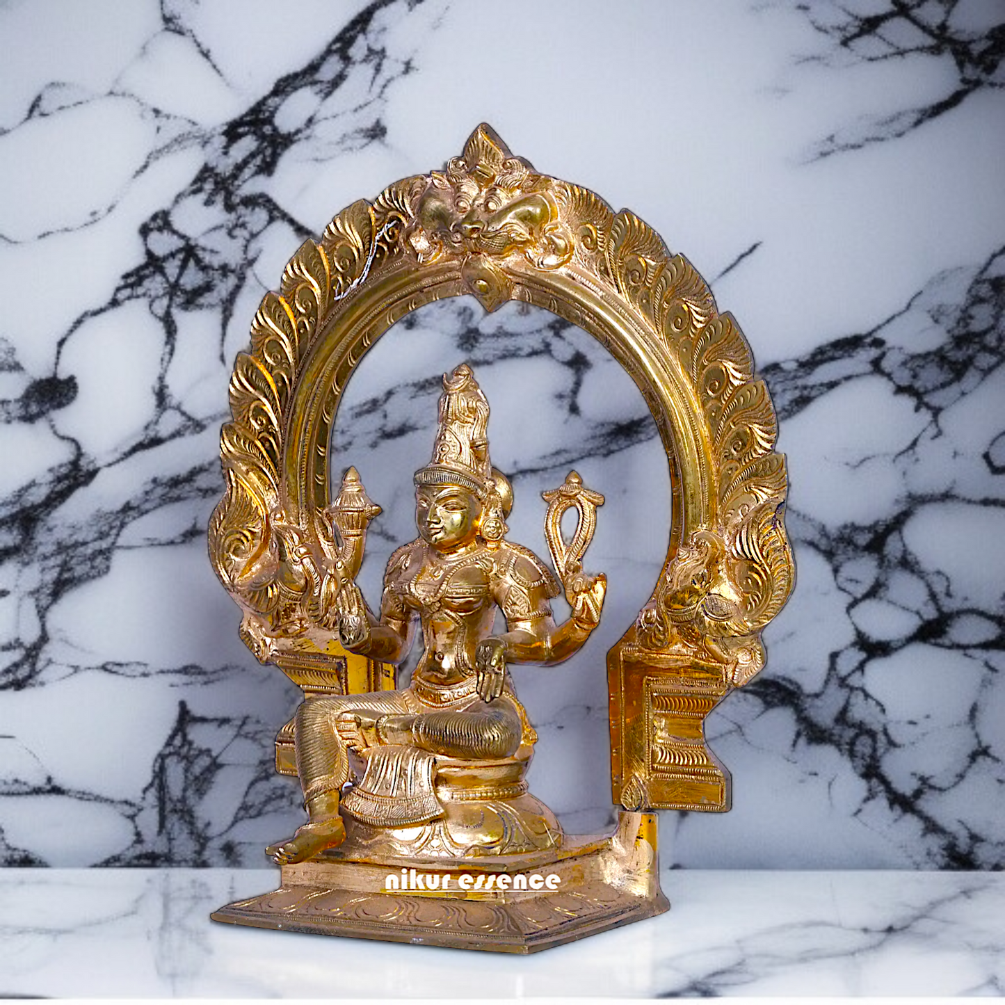 Panchaloha Bhuvaneshvari Devi on throne idol - 12 Inches Nikuressence