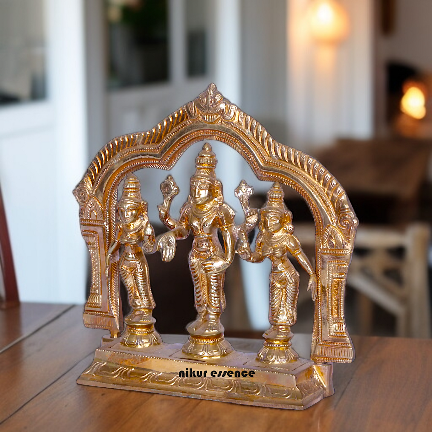 Vishnu sridevi bhu devi standing with Blessing Panchaloha idol - 7 Inches Nikuressence