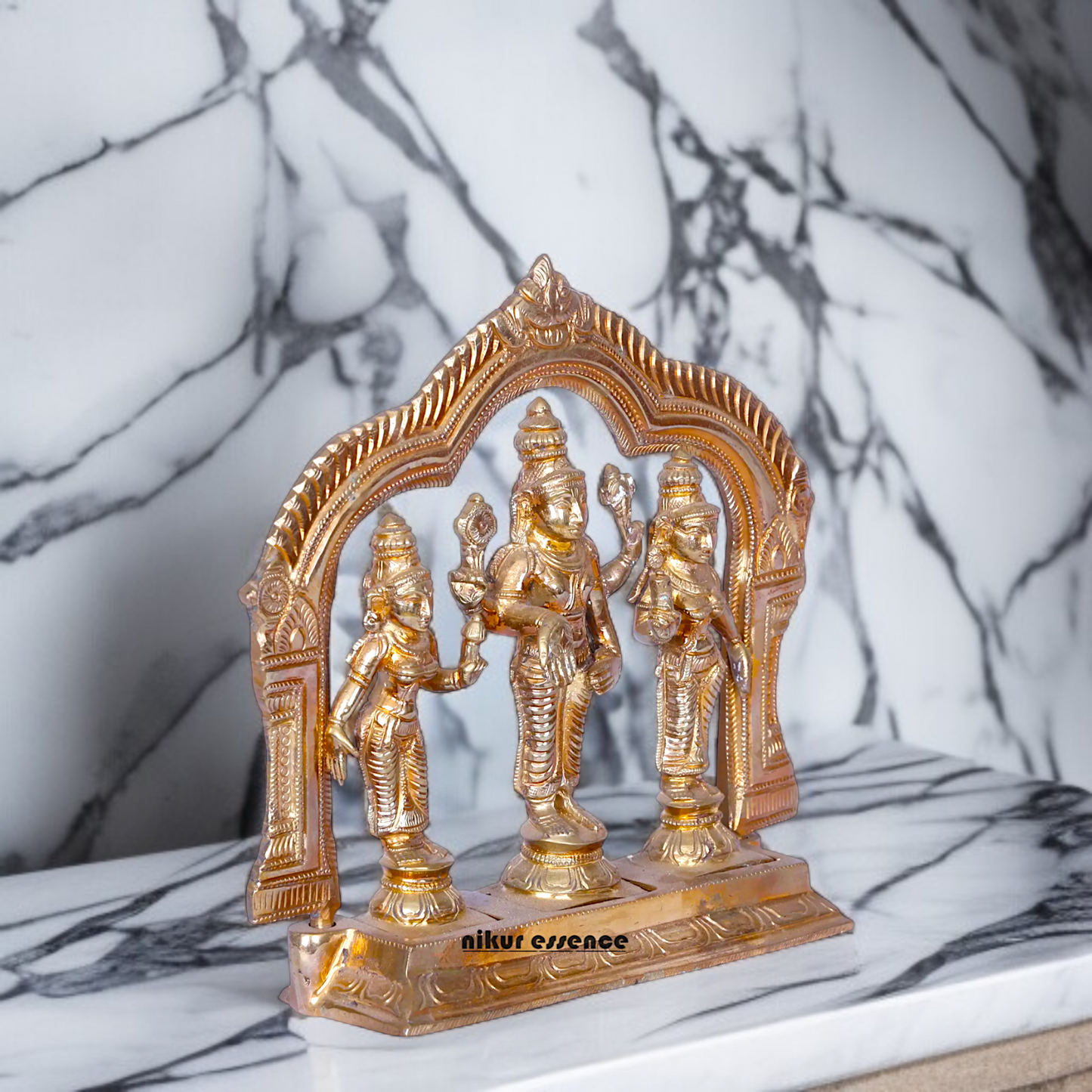 Vishnu sridevi bhu devi standing with Blessing Panchaloha idol - 7 Inches Nikuressence