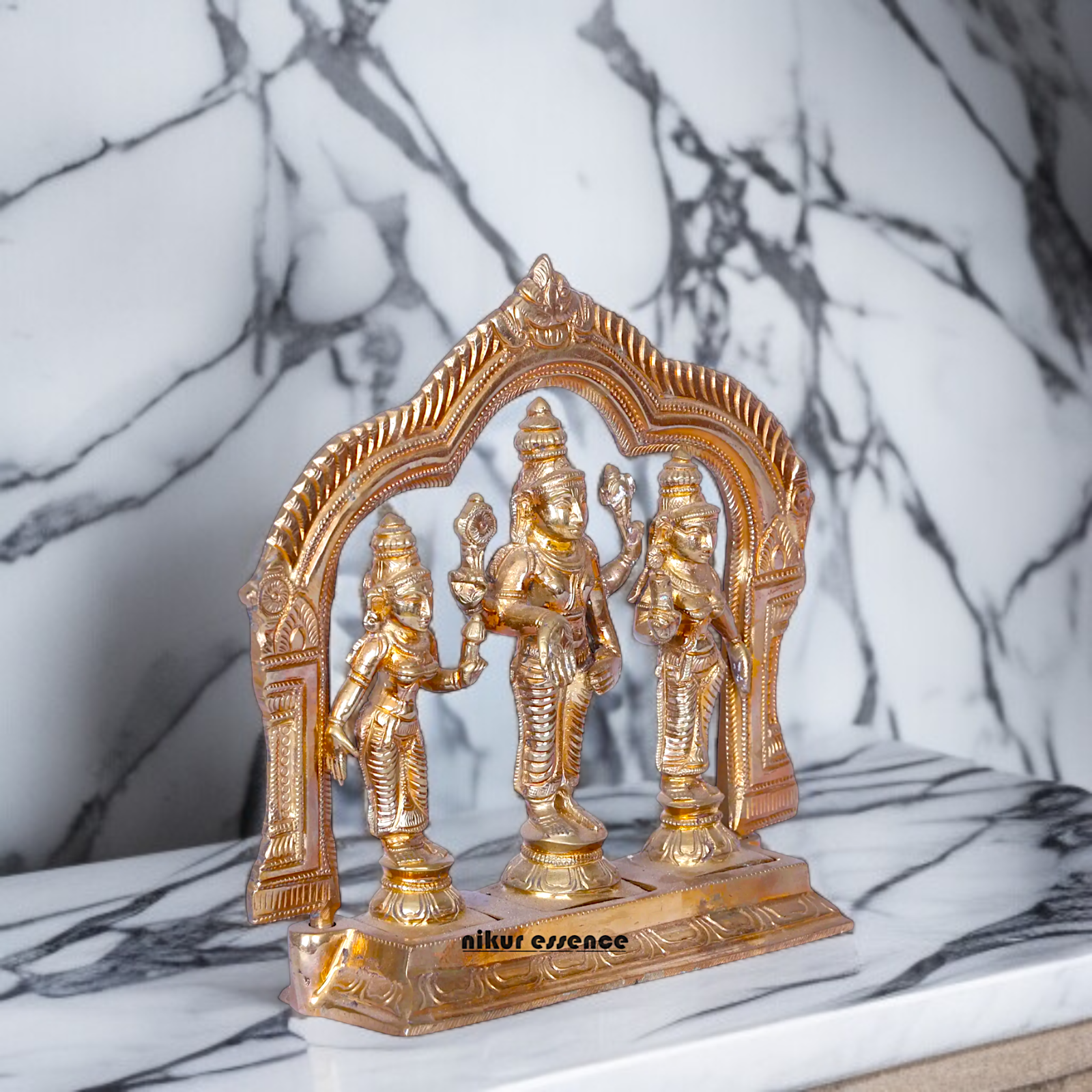 Vishnu sridevi bhu devi standing with Blessing Panchaloha idol - 7 Inches Nikuressence