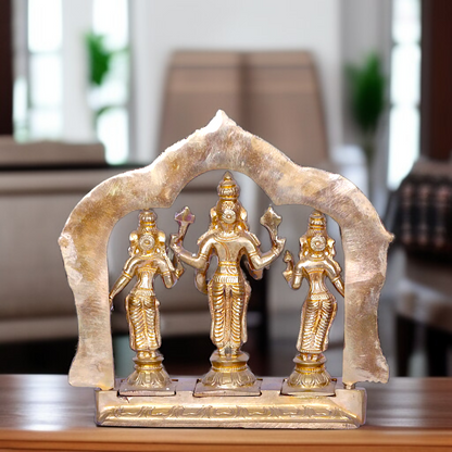 Vishnu sridevi bhu devi standing with Blessing Panchaloha idol - 7 Inches Nikuressence