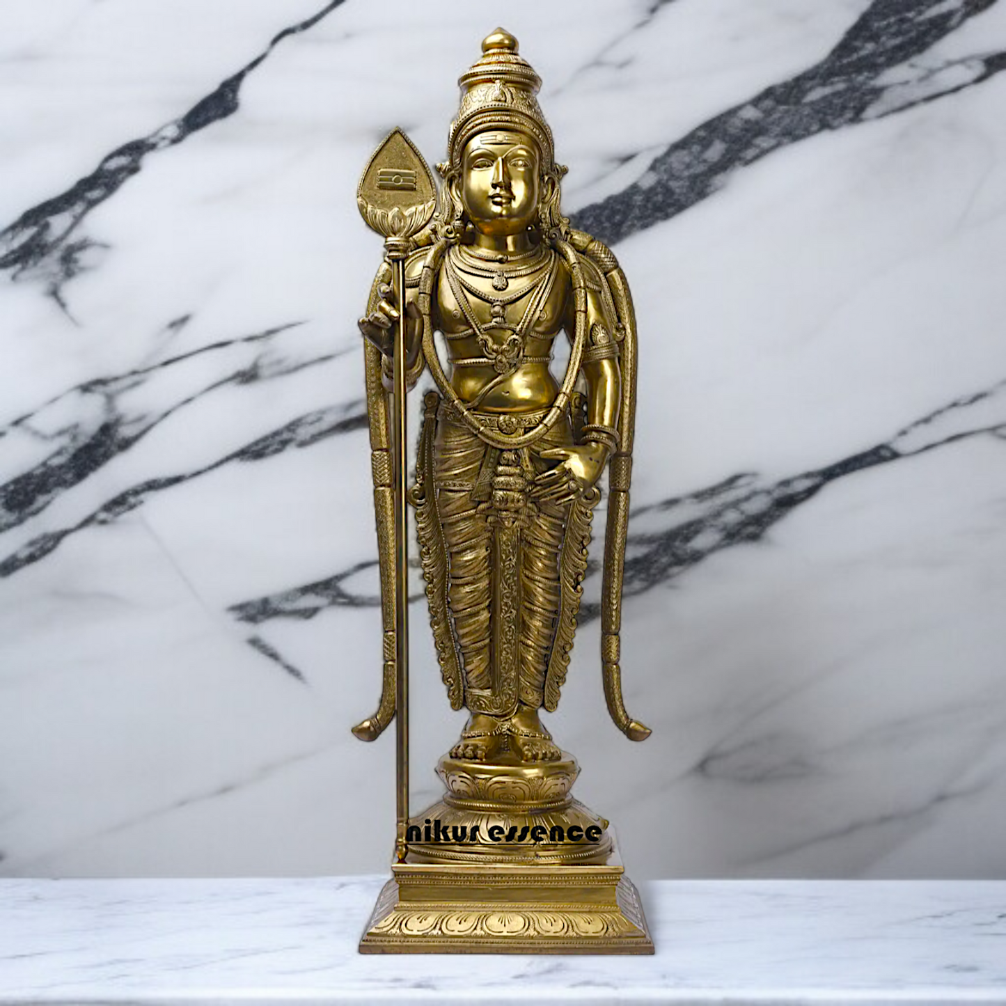 Murugan Kartikeya Blessing standing Panchaloha idol - 26 Inches Nikuressence