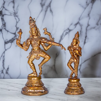 Shiva and Parvati dancing Panchaloha idol - 12 Inches Nikuressence