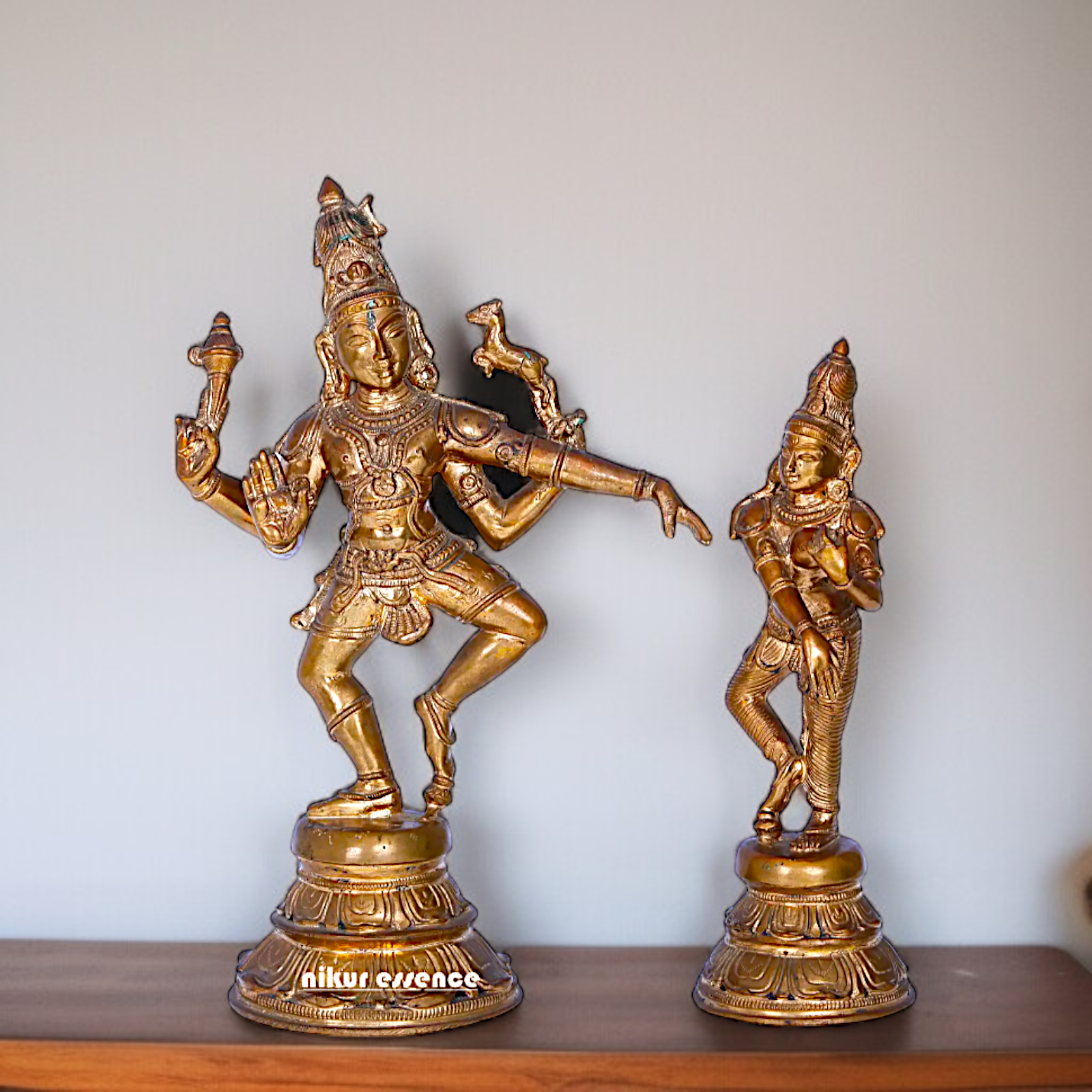 Shiva and Parvati dancing Panchaloha idol - 12 Inches Nikuressence