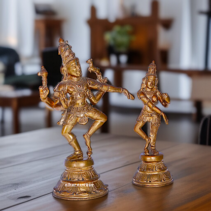 Shiva and Parvati dancing Panchaloha idol - 12 Inches Nikuressence