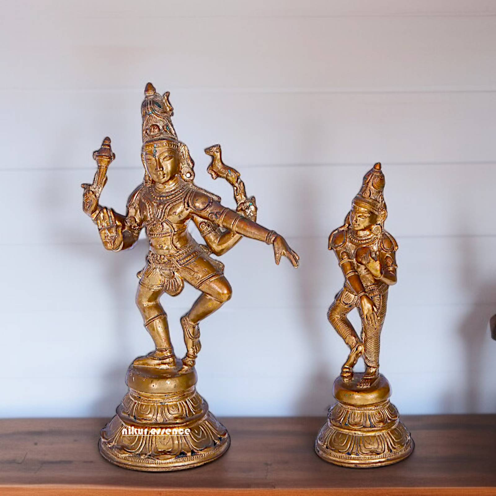 Shiva and Parvati dancing Panchaloha idol - 12 Inches Nikuressence