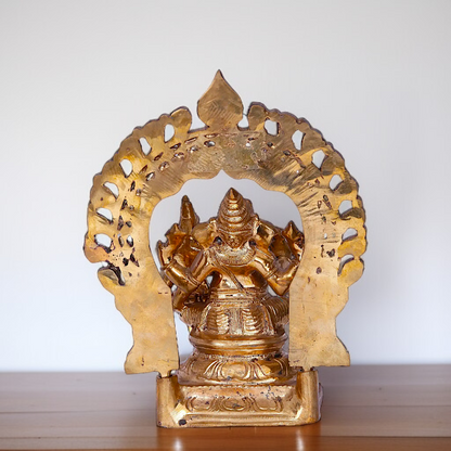 Ganesha and Lakshmi seated Panchaloha idol - 10 Inches Nikuressence
