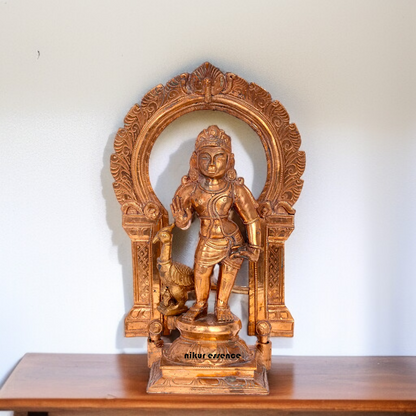 Panchaloha Bal Murugan Kartikeya standing with peacock idol - 11 Inches Nikuressence