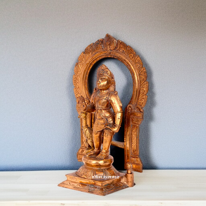 Panchaloha Bal Murugan Kartikeya standing with peacock idol - 11 Inches Nikuressence