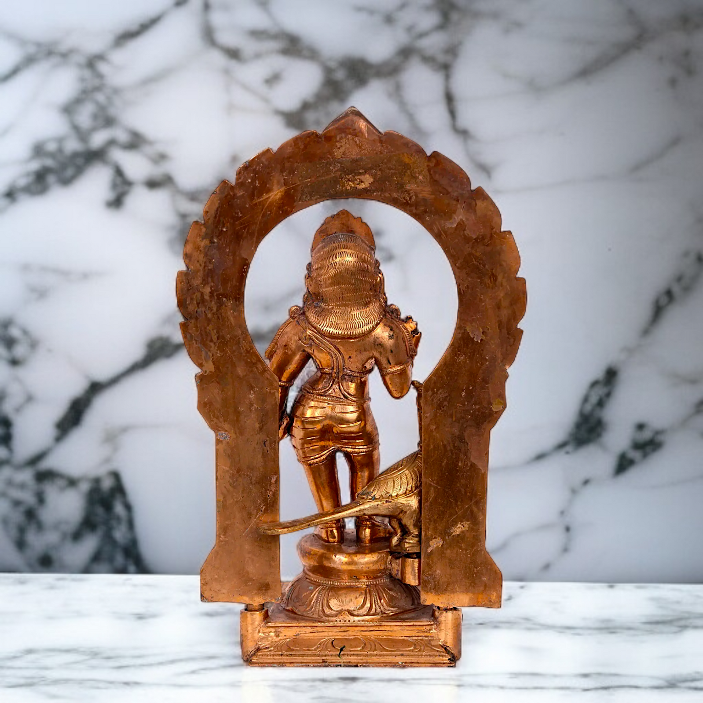 Panchaloha Bal Murugan Kartikeya standing with peacock idol - 11 Inches Nikuressence