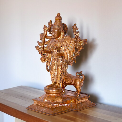 large Durga Devi standing with lion Panchaloha idol - 16 Inches Nikuressence