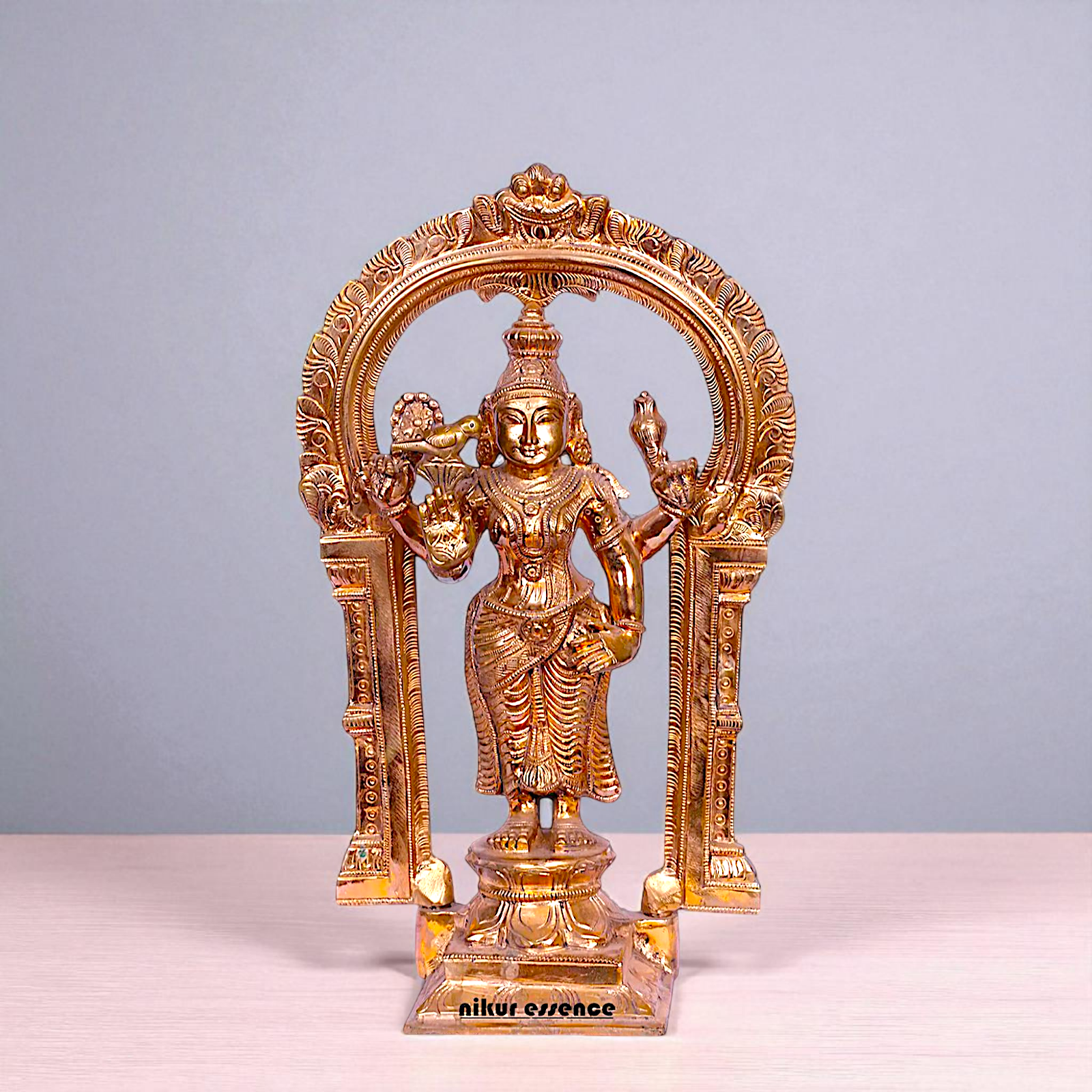 Panchaloha Meenakshi standing with Four Armed idol - 14 Inches Nikuressence