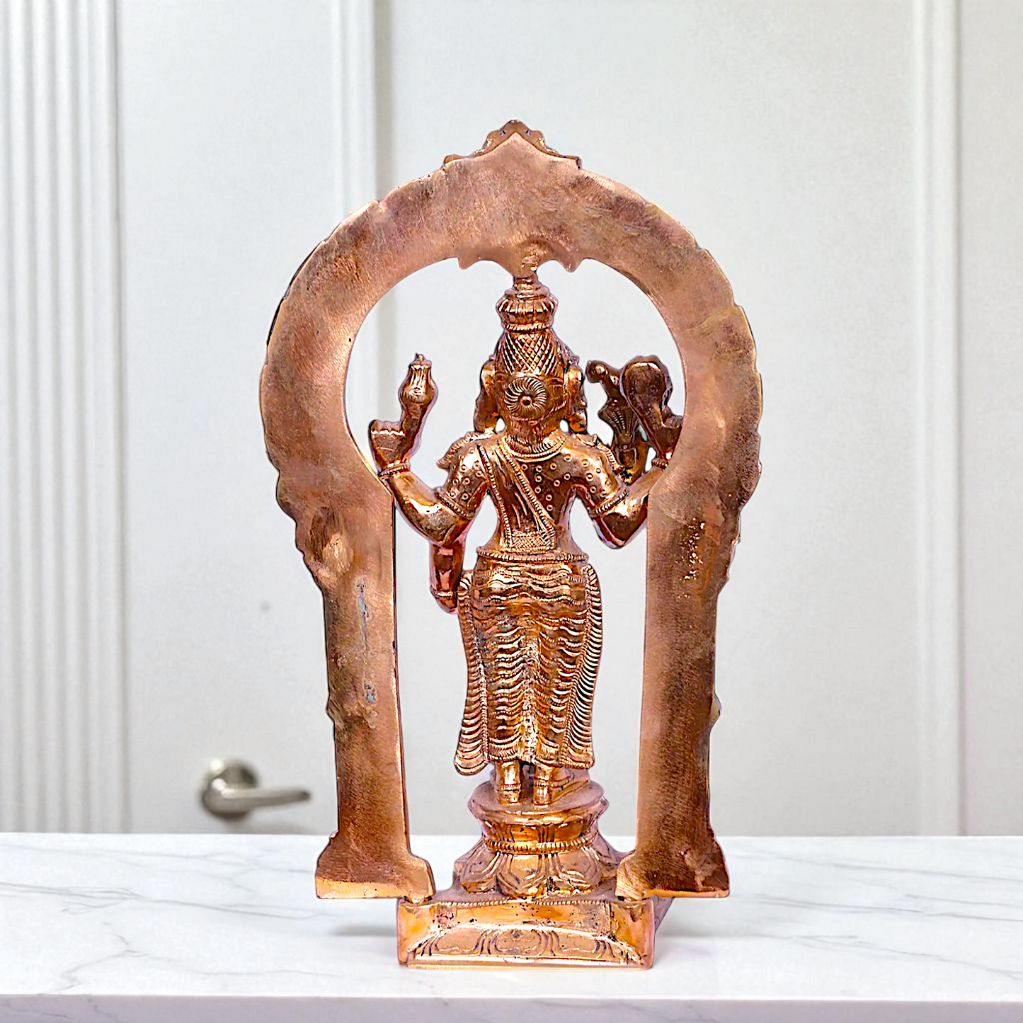 Panchaloha Meenakshi standing with Four Armed idol - 14 Inches Nikuressence