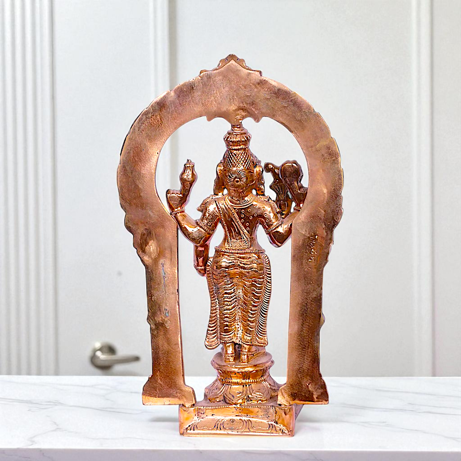 Panchaloha Meenakshi standing with Four Armed idol - 14 Inches Nikuressence