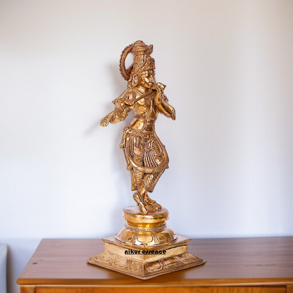 Panchaloha Krishna standing with Playing Flute idol - 13 Inches Nikuressence