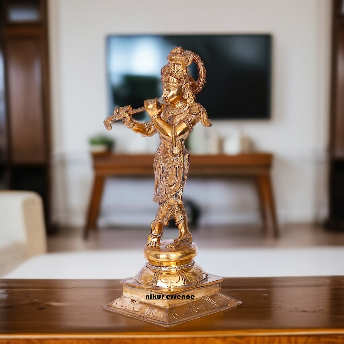 Panchaloha Krishna standing with Playing Flute idol - 13 Inches Nikuressence