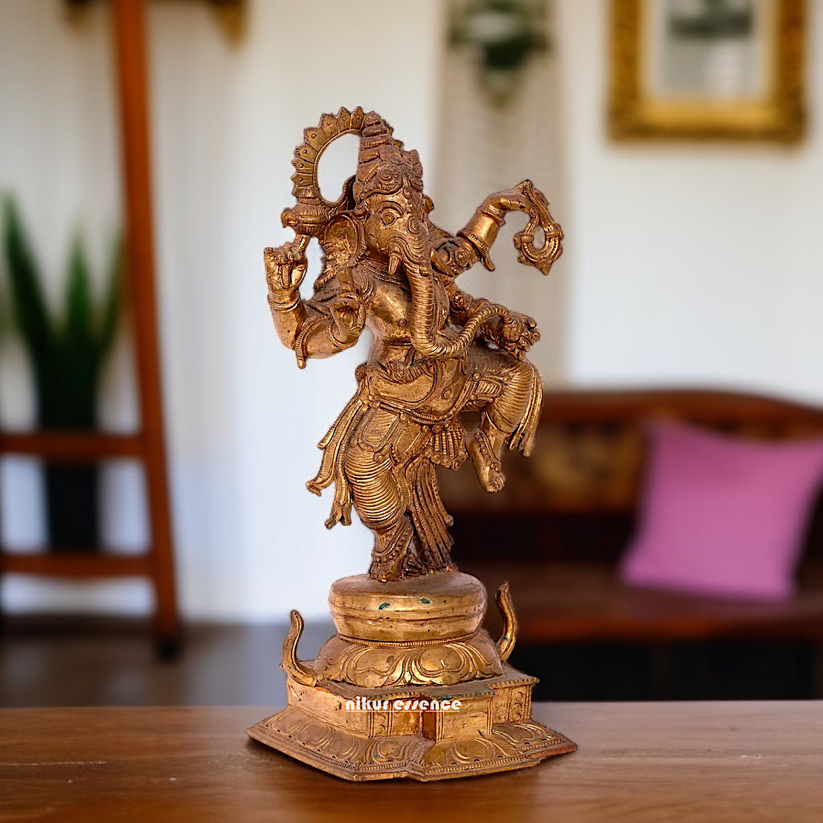 Panchaloha Ganesha dancing statue - 14 Inches Nikuressence