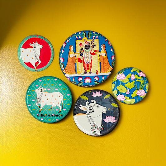 pichwai Shrinath ji wall decor plate hanging set - 14 Inches Nikuressence