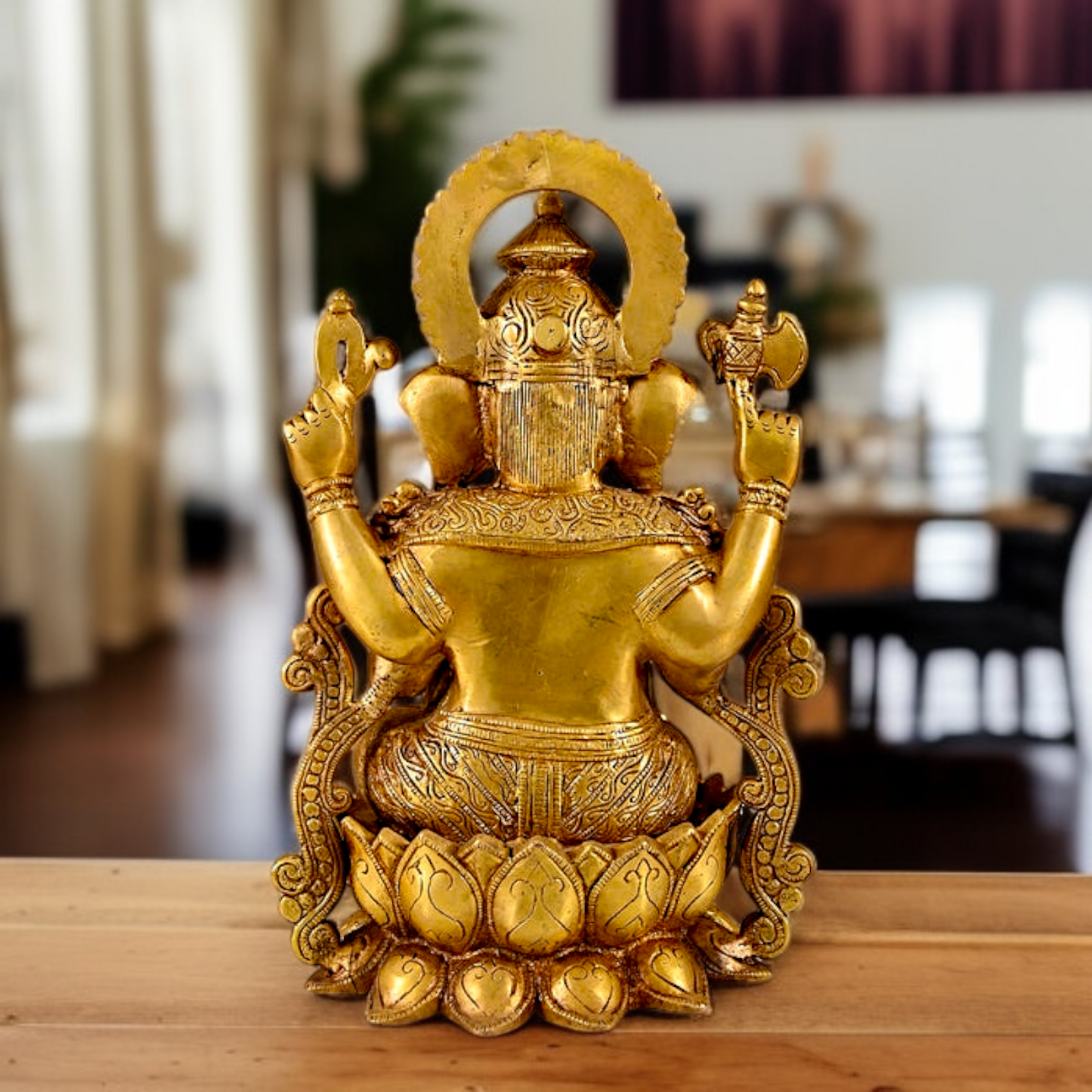 Solid Brass Ganesha Seated Brass statue - 12 inches Nikuressence