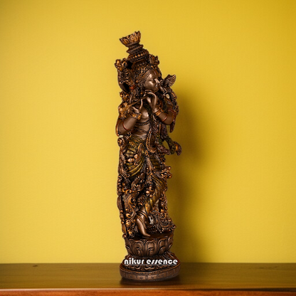 Beautiful Krishna God Playing Flute standing Resin idol - 14 Inches Nikuressence