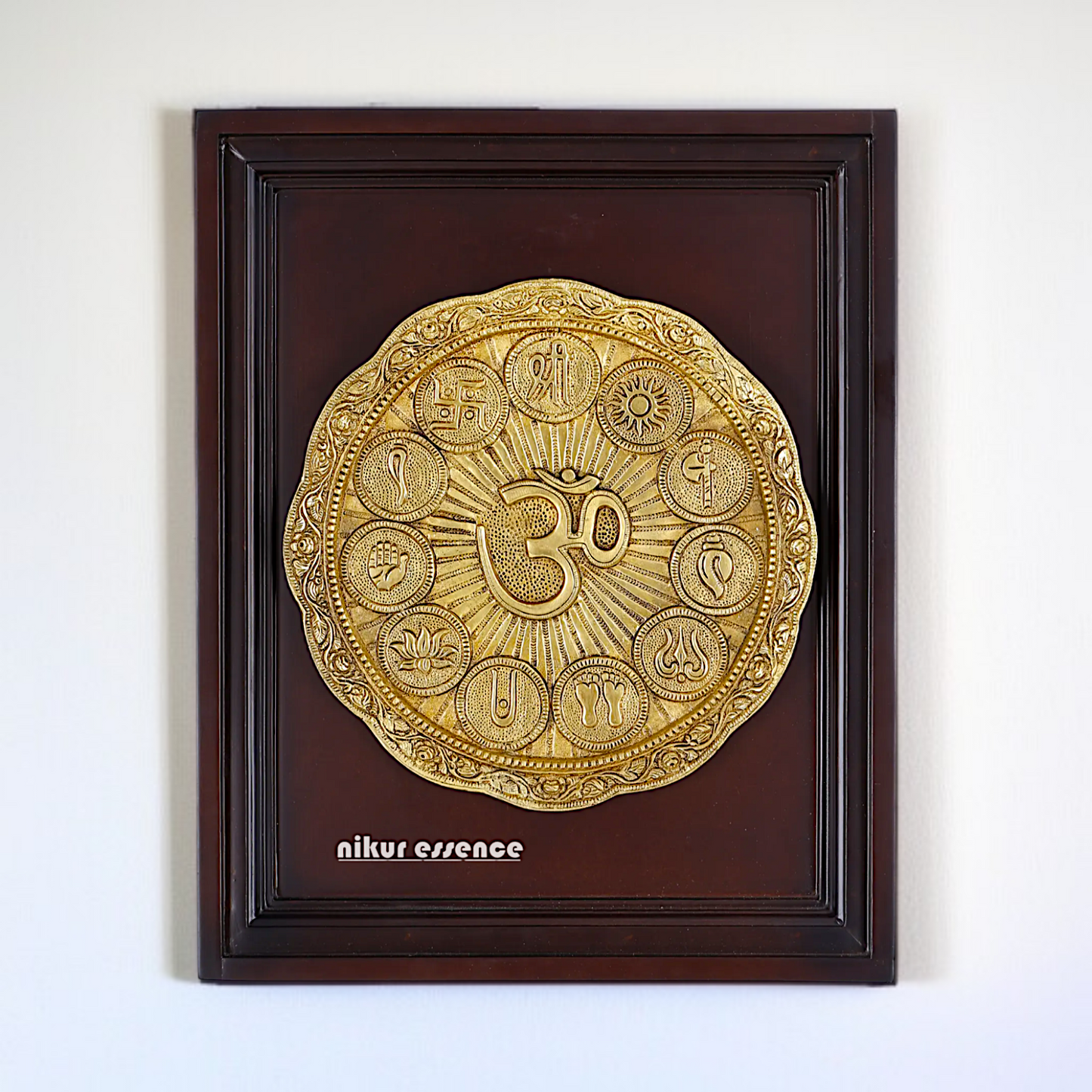 Pure Brass Big Om Symbol wall art hanging panel - 16 Inches Nikuressence