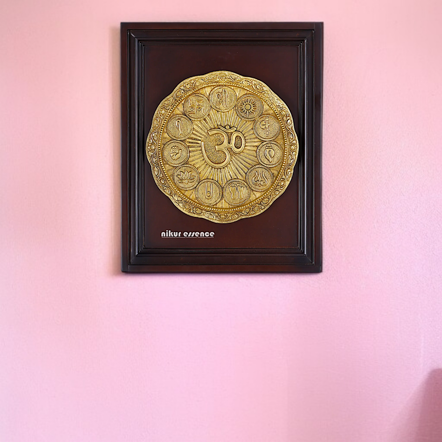 Pure Brass Big Om Symbol wall art hanging panel - 16 Inches Nikuressence