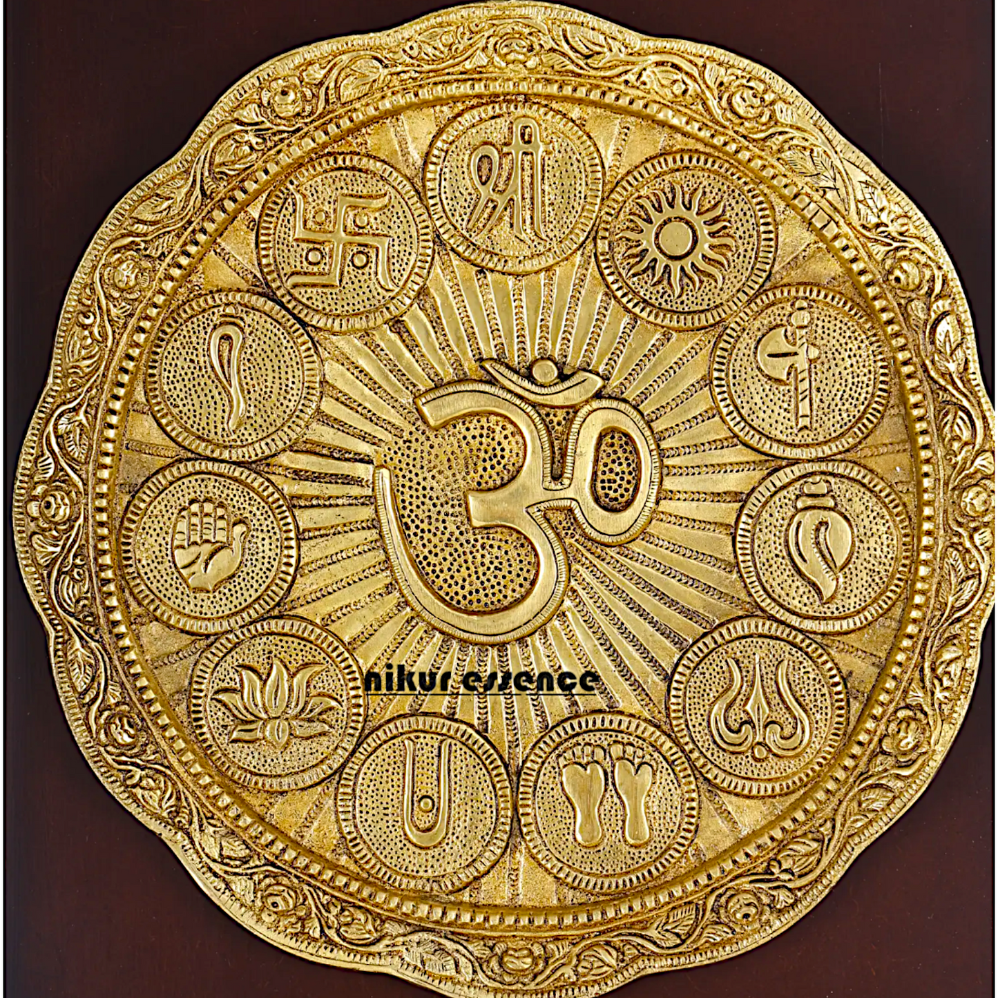 Pure Brass Big Om Symbol wall art hanging panel - 16 Inches Nikuressence