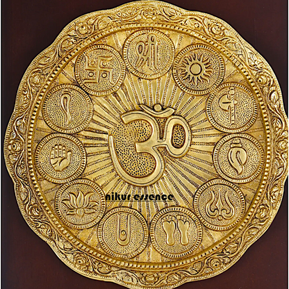 Pure Brass Big Om Symbol wall art hanging panel - 16 Inches Nikuressence