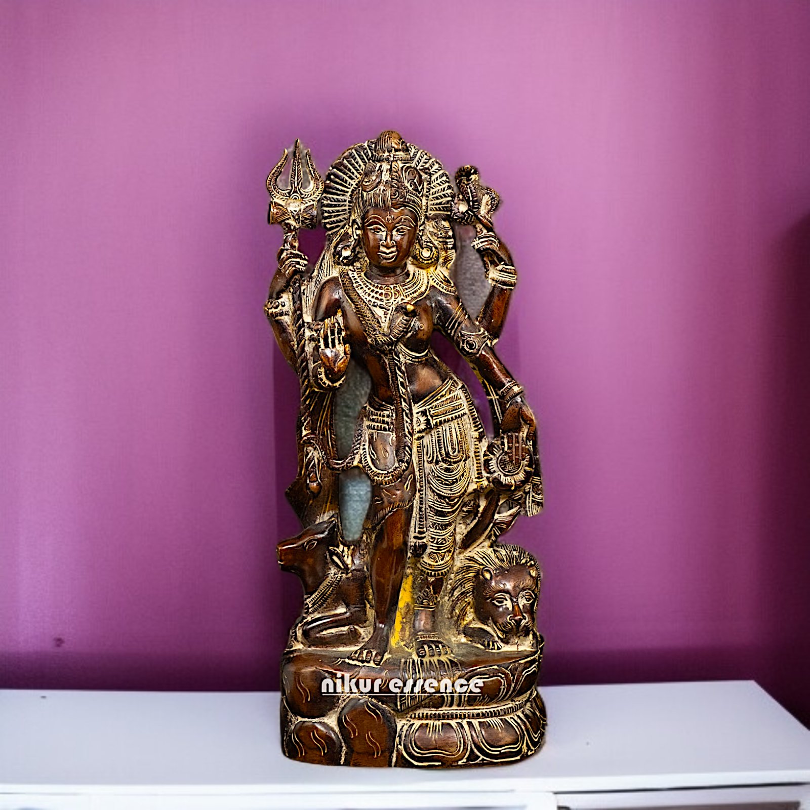 Ardhanarishvara Shiva Parvati Shakti Brass idol - 13 Inches Nikuressence