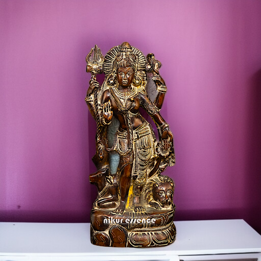 Ardhanarishvara Shiva Parvati Shakti Brass idol - 13 Inches Nikuressence