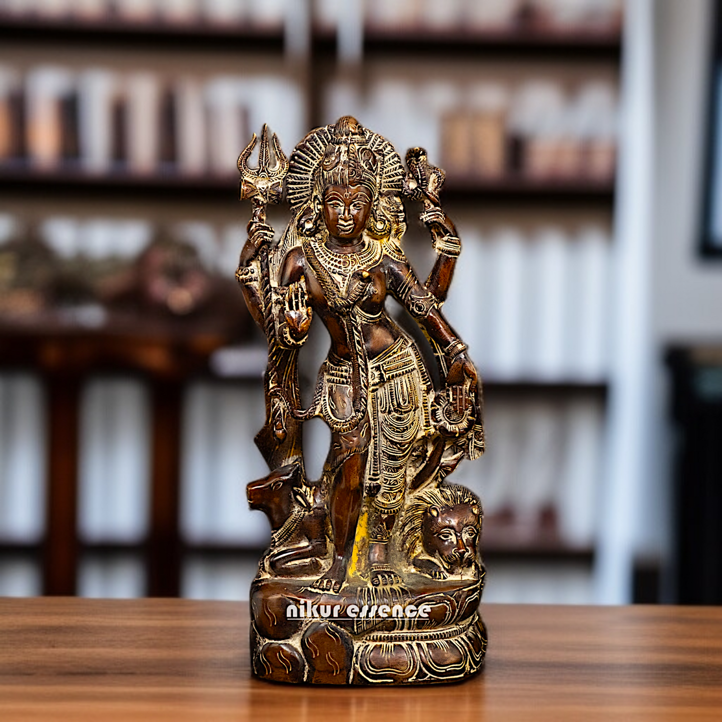 Ardhanarishvara Shiva Parvati Shakti Brass idol - 13 Inches Nikuressence