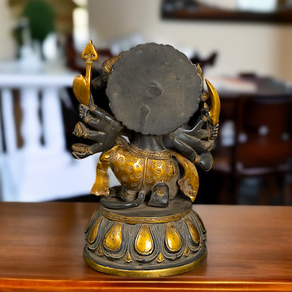 Lord Panchmukhi Hanuman ji Seated Brass statue - 14 Inches Nikuressence