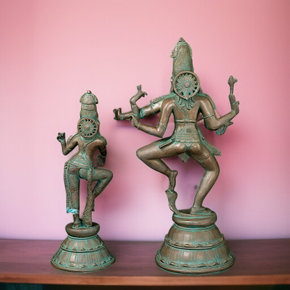 Brass Shiva with Parvati dancing statue - 22 Inches Nikuressence
