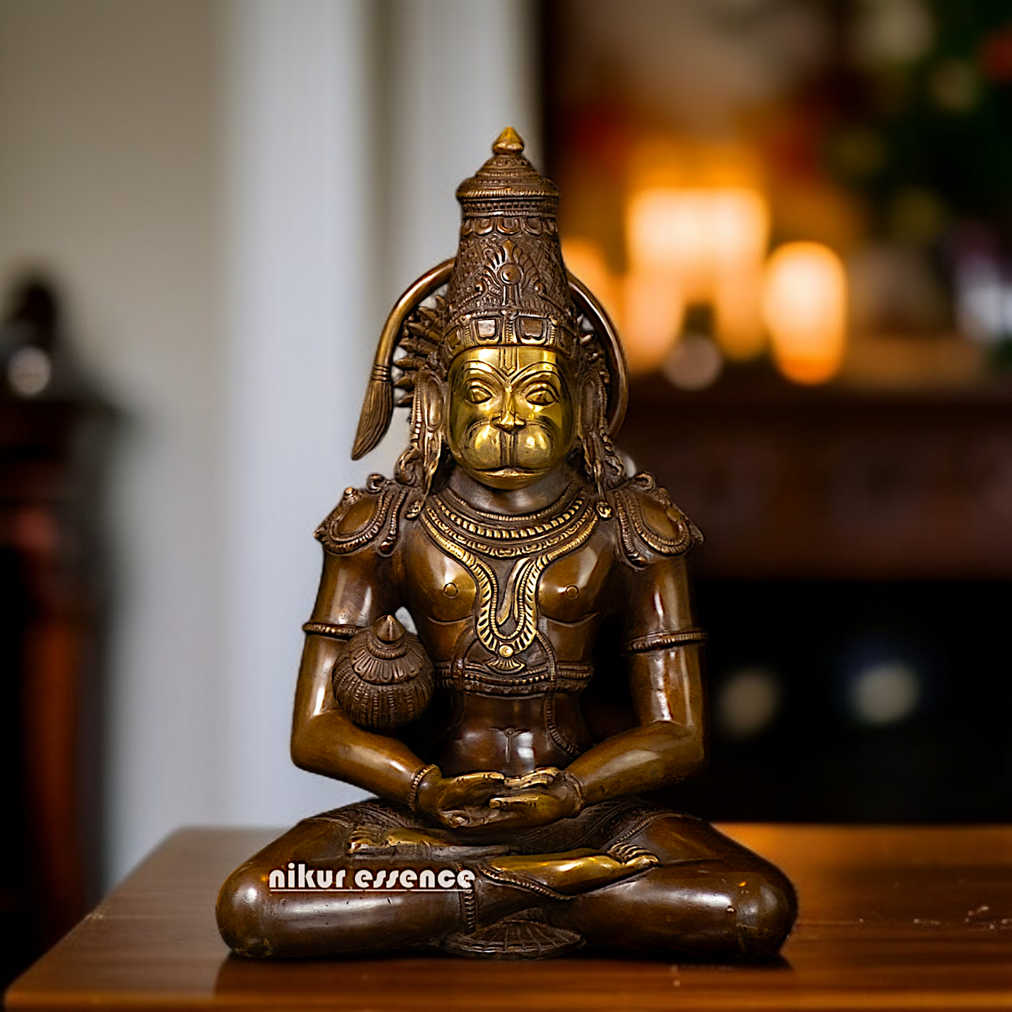 Buy Hanuman ji Sitting with meditation brass statue - 13 Inches Nikuressence