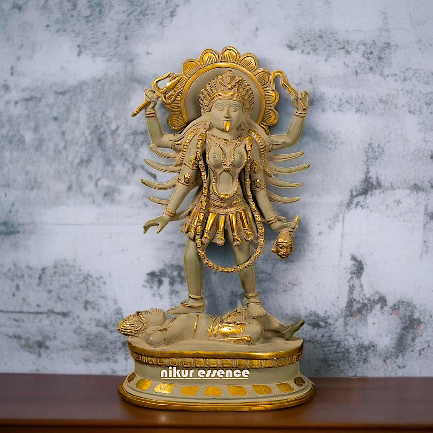 Brass Kali Mata Standing Decor statue - 18 Inches Nikuressence