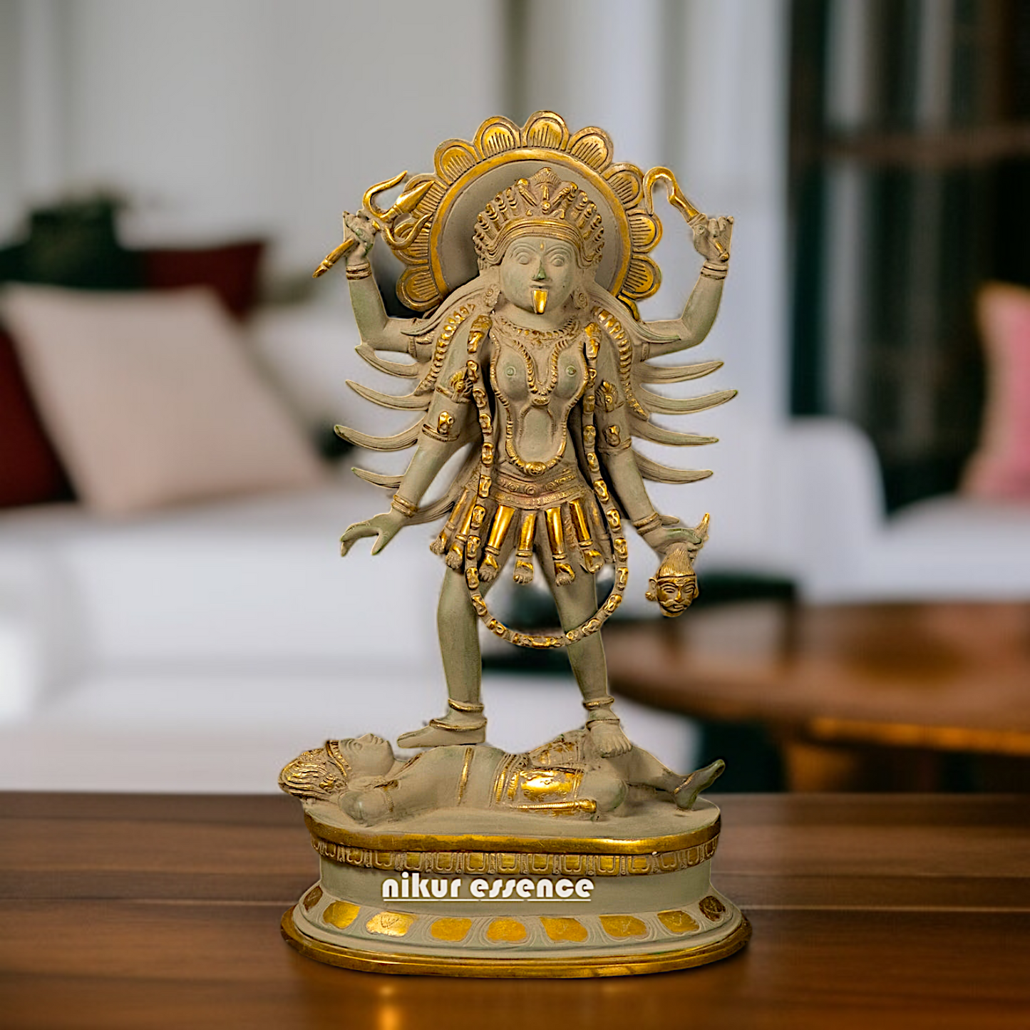 Brass Kali Mata Standing Decor statue - 18 Inches Nikuressence