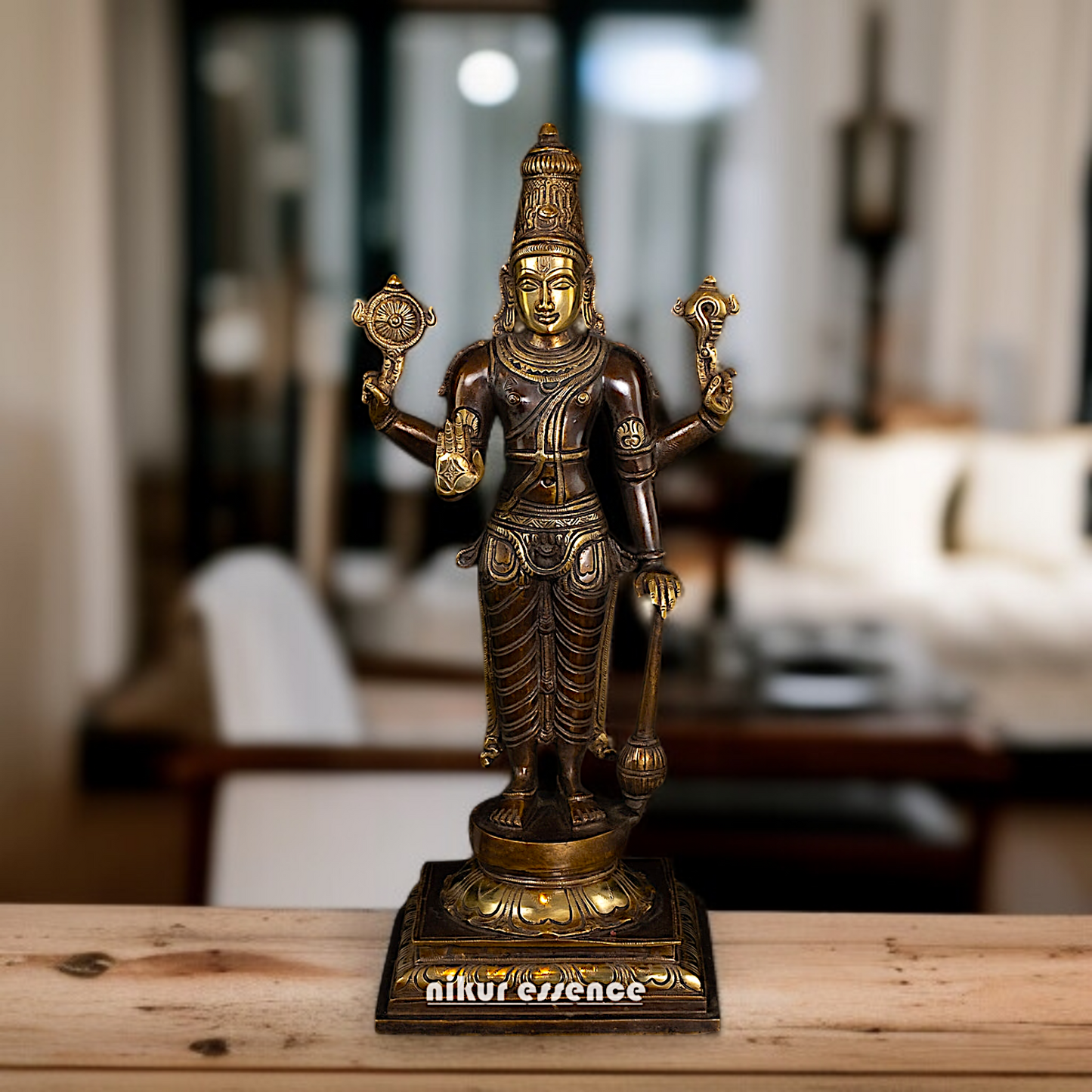 Buy Vishnu Blessing with Gada Brass idol - 18 Inches Nikuressence